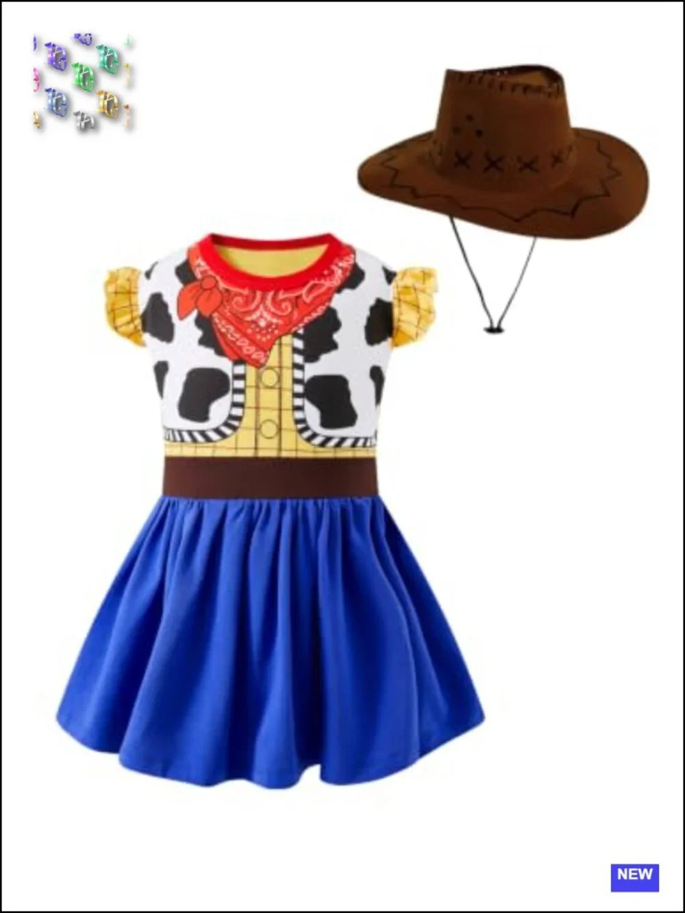 Toddler Girls Cowgirl Costume Skirt & Hat Halloween Party Dress Up 2-6Y